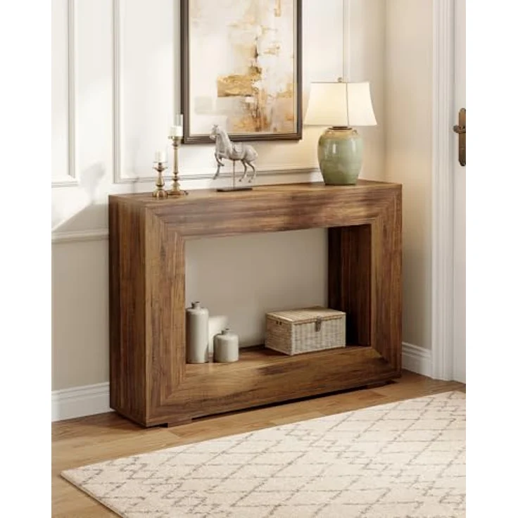 LITTLE TREE 47-Zoll-Konsolentisch, Sofatisch mit Stauraum, Moderne Flurmöbel für den Flur, schmaler, Langer Sofa-Flurtisch für das Wohnzimmer, braun – Bild 3