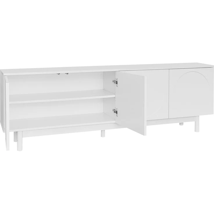TV-Lowboard aus Spanplatte mit Push-to-Open & verstellbaren Einlegeböden, 175x38x56 cm, Weiß – Bild 3