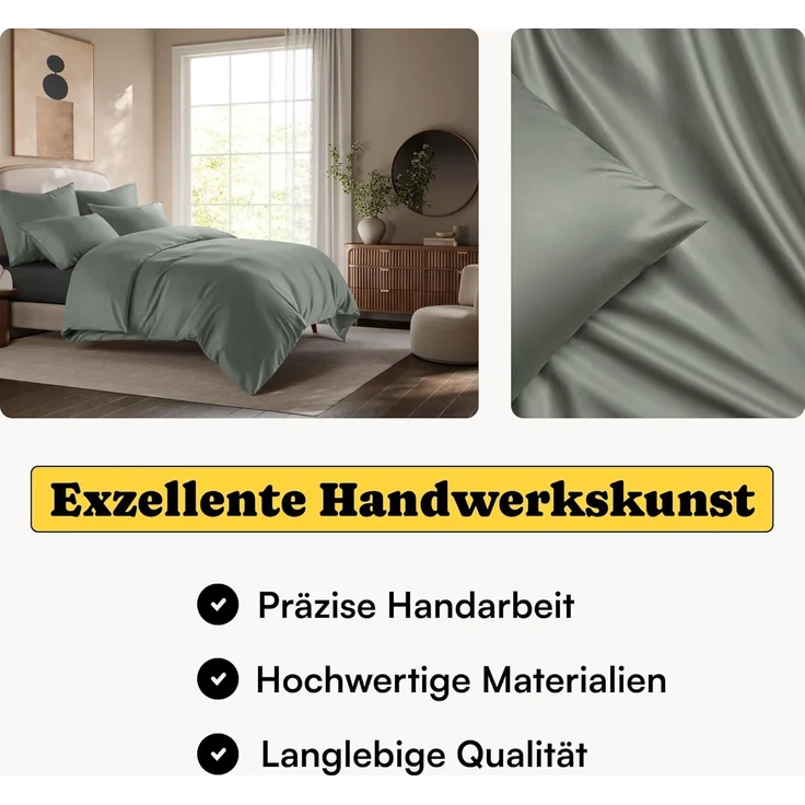Seralino Bettwäsche Set in Gr. 135x200, 155x220, 200x200 cm, 100% Lyocell (Tencel), Besonders weich & atmungsaktiv – aus natürlichen Eukalyptusfasern – Bild 2
