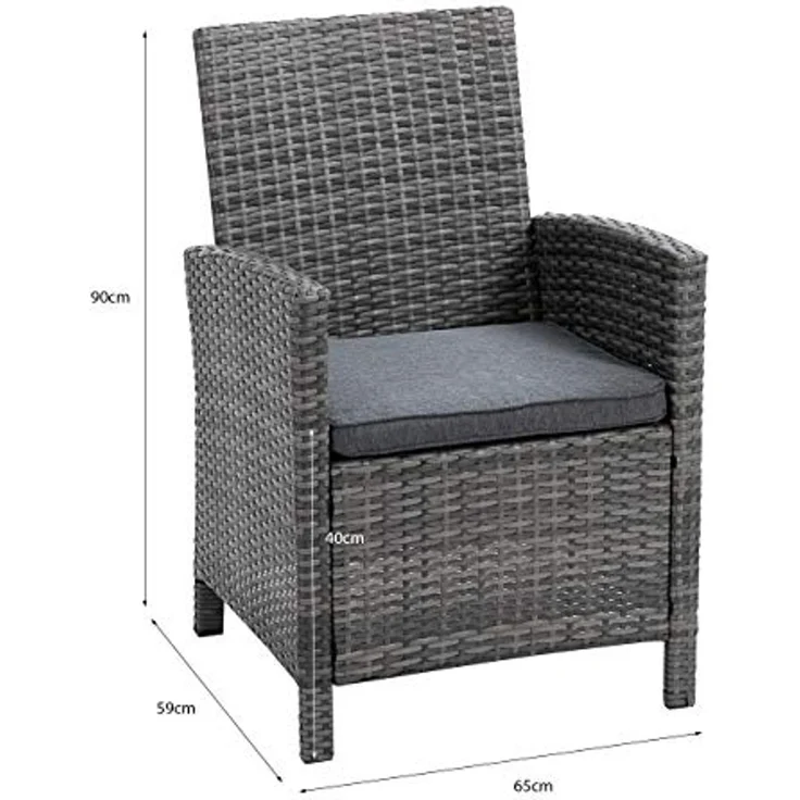 greemotion Polyrattan-Sessel Tessin, Gartensessel mit Kissen, 65 x 90 x 59 cm, Grau – Bild 2