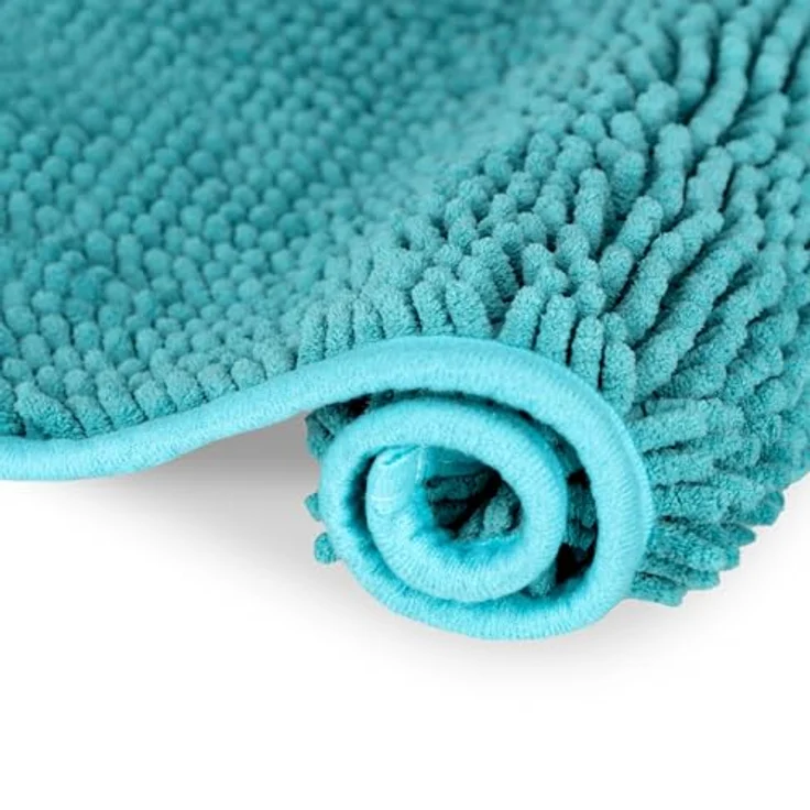WohnDirect Badematte 45x45 cm MIT WC Ausschnitt | Petrol - rutschfest & Waschbar - Badezimmerteppich zum Set kombinierbar, Badvorleger, WC Garnitur, Badteppich – Bild 8