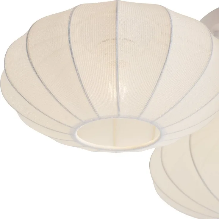 Qazqa Deckenleuchte Bida, ohne Leuchtmittel, E27, Weiß, Japandi, Stahl, 3-flammig