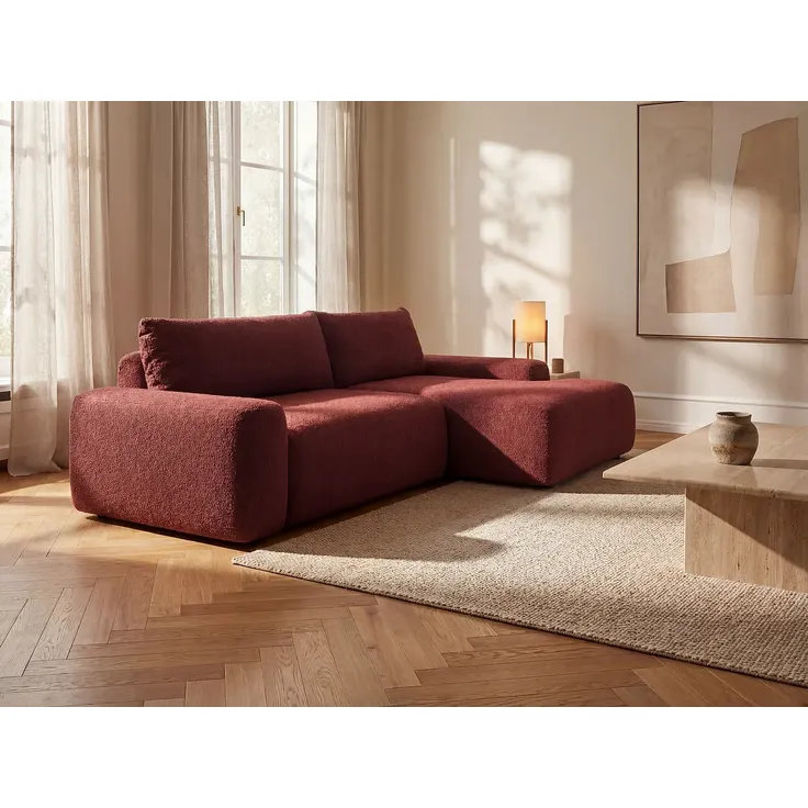 Vente-unique - DAVISO Sofa Stoff Rot - B 162 cm x H 87 cm x L 264 cm