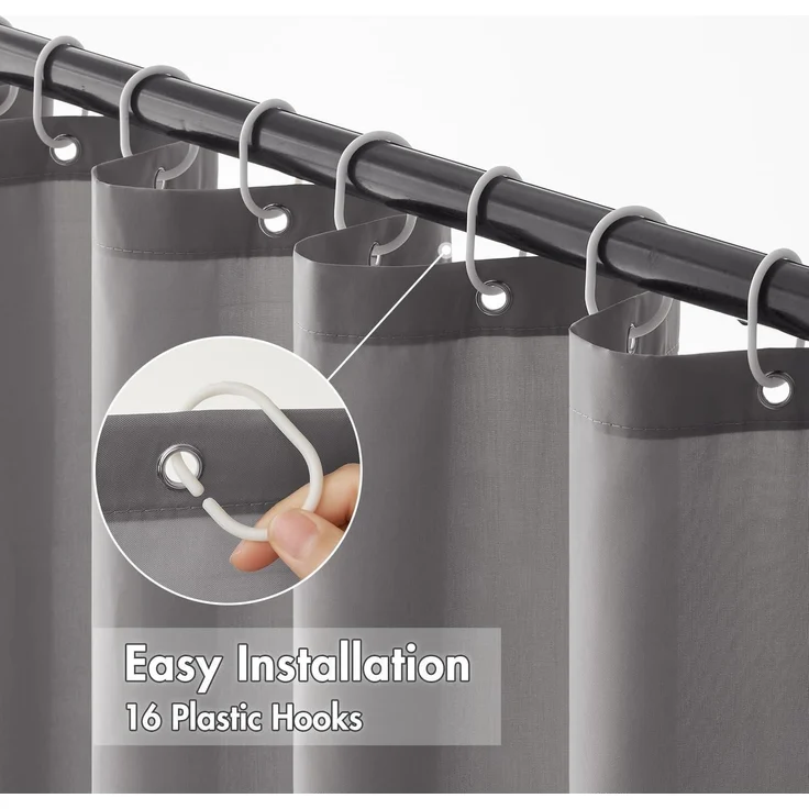 Duschvorhang 240x200cm Grau Wasserdicht Badvorhang Anti-Schimmel Textil – Bild 3