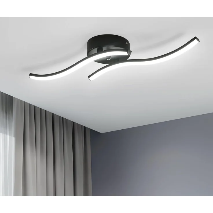 Goeco Modern LED Deckenleuchte, 12W 1300LM Wohnzimmerlampe Schwarz, 2 Flammige, LED Deckenlampe Innen Acryl Deckenbeleuchtung 6500K Kaltweißes Licht für Schlafzimmer, Wohnzimmer, Flur, Küche – Bild 1