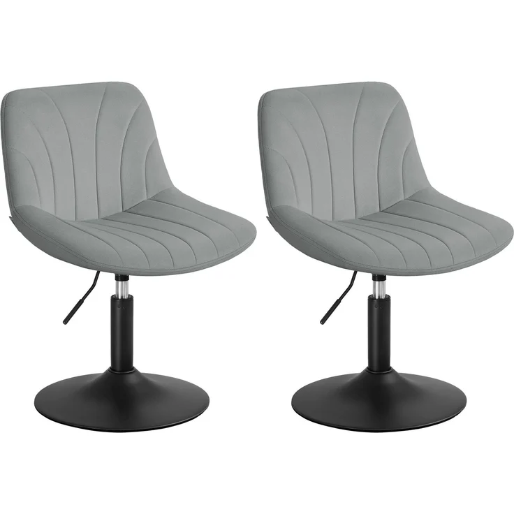 VASAGLE Schminkhocker 2er Set, mit Rückenlehne, höhenverstellbar, Samt | Schminkstuhl, um 360° drehbar, für Schlafzimmer, Esszimmer, Taubengrau und Mattschwarz, TYRA Kollektion LJB160GD01-2J
