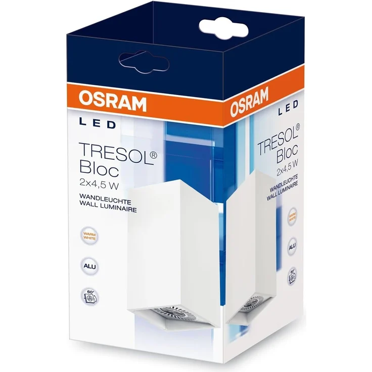 Osram LED-Wandleuchte, Tresol, weiss, Innen- und Aussenenleuchte, horizontale und vertikale Montage, LED-Spots 60° schwenkbar, 4,5 Watt, warmweisss-3000K – Bild 8