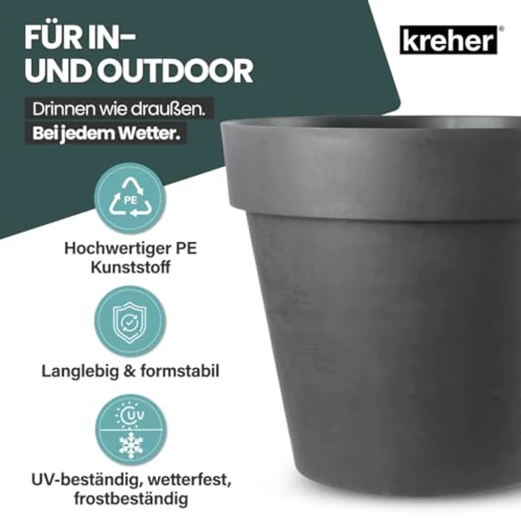 Kreher Pflanzkübel Rollbarer XXL Pflanzkübel "LIKE" Ø 58 cm in verschiedenen Farben (1 St) – Bild 5