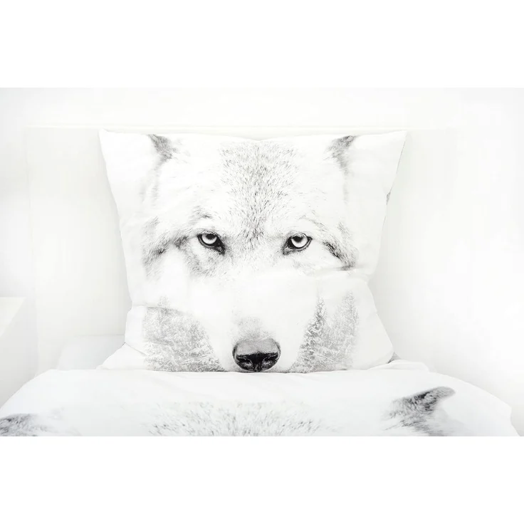 Herding Bettwäsche Flanell Bettwäsche Set mit Wolf 155 x 220 cm 80 x 80 cm Übergröße, 1 teilig, Langlebig – Bild 3