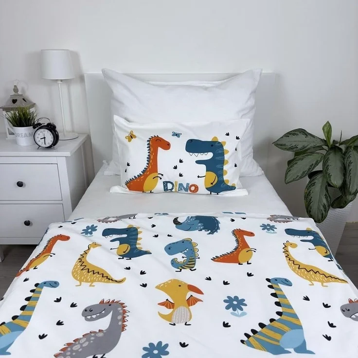 Kinderbettwäsche mit Dino-Design – Bettbezug 100x135 cm & Kissenbezug 40x60 cm – Bild 3