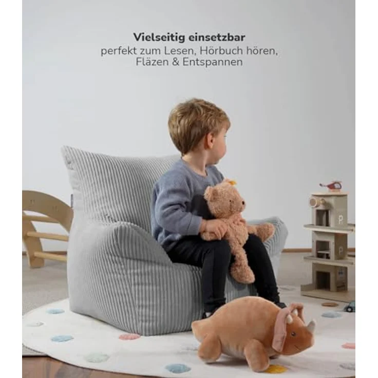 mokebo Der Pausenheld Kindersessel, Kindersitzsack in Petrol, ergonomisch, robust und flauschig, ideal für Kinder von 2 bis 6 Jahren – Bild 4