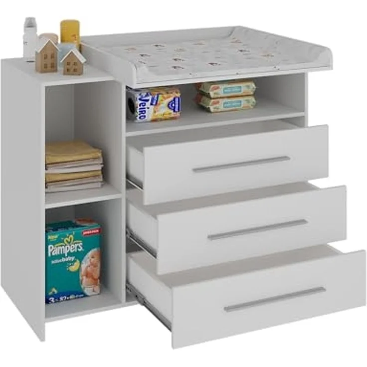 Wickelkommode Paula Weiß 110 x 93.5 cm mit Wickelaufsatz Vicco – Bild 7