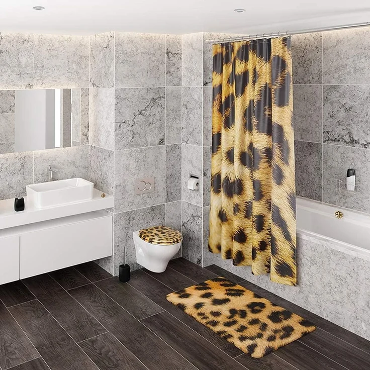 Sanilo Badematte Leopardenfell, rutschhemmend, waschbar, schnelltrocknend, Polyester, rechteckig, sehr weich, hochwertig & modern, 50 x 80 cm oder 70 x 110 cm – Bild 2