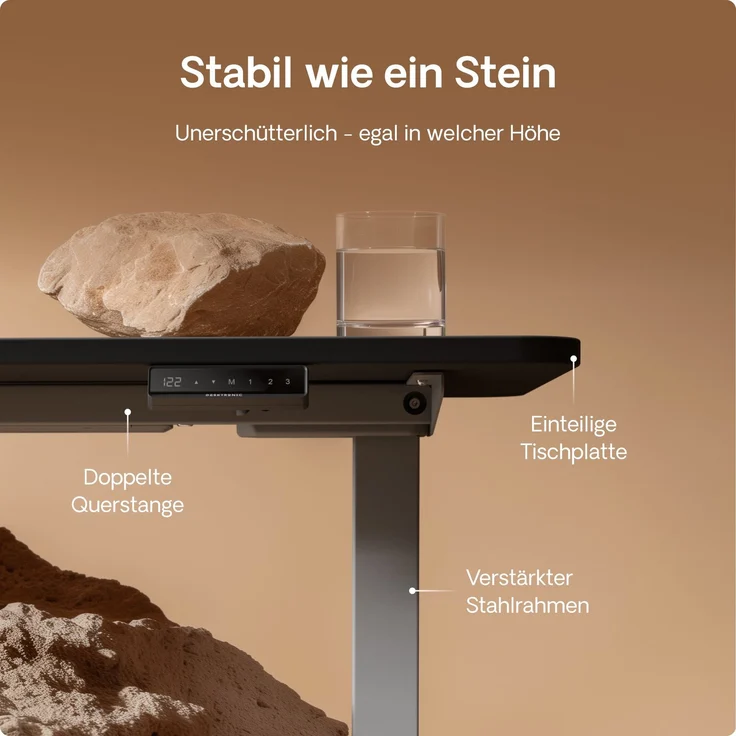 Desktronic HomeOne Elektrisch höhenverstellbarer Schreibtisch 160x80cm Grau/Schwarz mit Memory-Funktion, Anti-Kollisions Technologie, USB-A und USB-C-Ladeanschlüssen – Bild 4