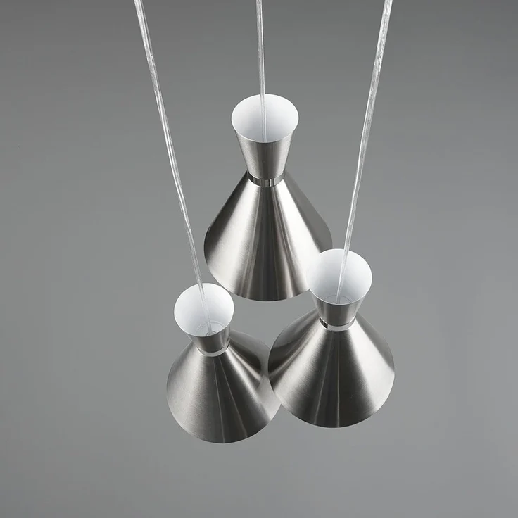 Hängeleuchte, 3 Flammig, Metall, nickel-matt, H 150 cm – Bild 9