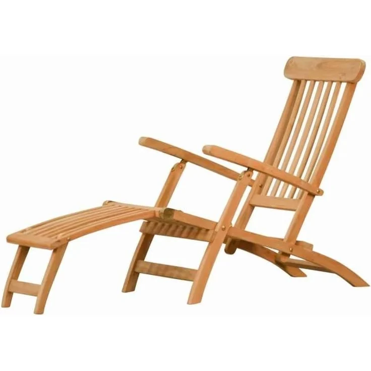 Kai Wiechmann Gartenliege Hochwertiger Teak Deckchair als wetterfester Liegestuhl, verstellbarer Teak Relaxsessel mit Fußablage – Bild 1