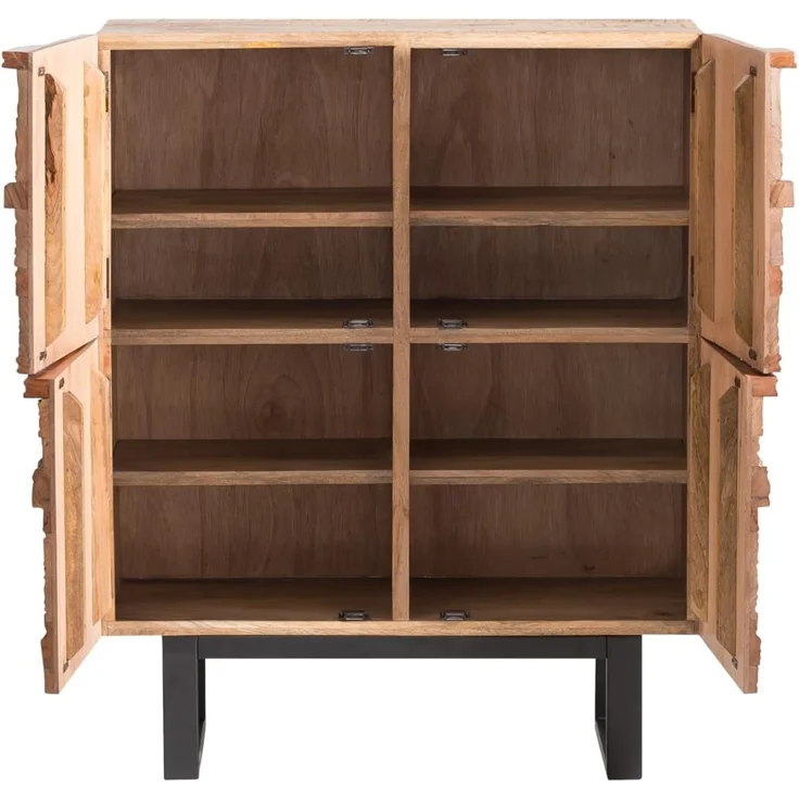 Highboard Greenland massivum Mango Massivholz braun 100x128x45 cm rustikal Boho-Stil Wohnzimmer-Kommode Anrichte Unikat recycelt – Bild 5