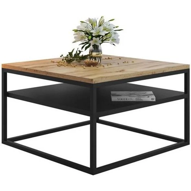 Lookway Couchtisch NOVA LOFT mit Ablage auf schwarzem Gestell (1x Tisch), Breite: 68,5 – Bild 3