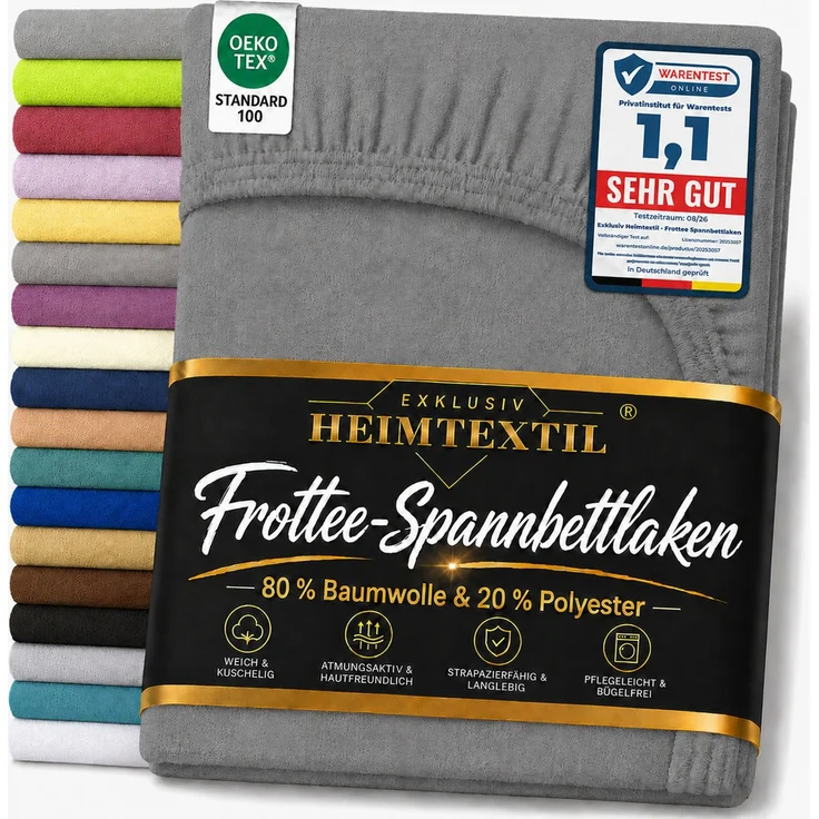 EXKLUSIV HEIMTEXTIL Frottee Spannbettlaken Premium 140-160x200 cm Anthrazit – Bild 1