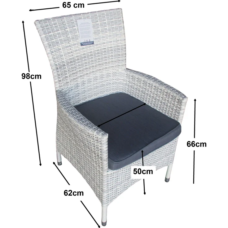 Mandalika Garden MONACO Polyrattan Diningsessel mit Alu-Gestell icewhite – Bild 10
