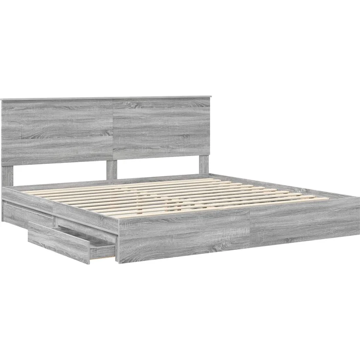vidaXL Aufbewahrungsbett Graues Sonoma 200 x 200 cm Holzwerkstoff 3411178 – Bild 4