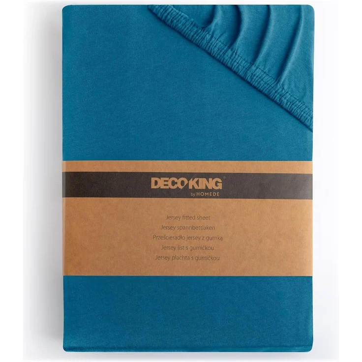 DecoKing Spannbettlaken 120x200 140x200 cm 100% gekämmte Baumwolle Blau Spannbetttücher Jersey Boxspringbett Amber 120x200 140x200 – Bild 1