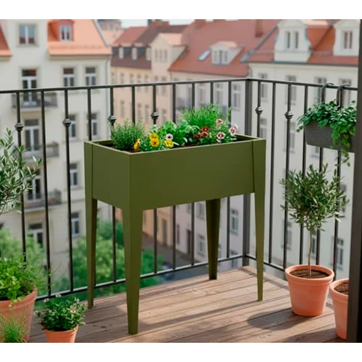Westmann Vedura S | Metall Balkon Hochbeet | Olive – Bild 3