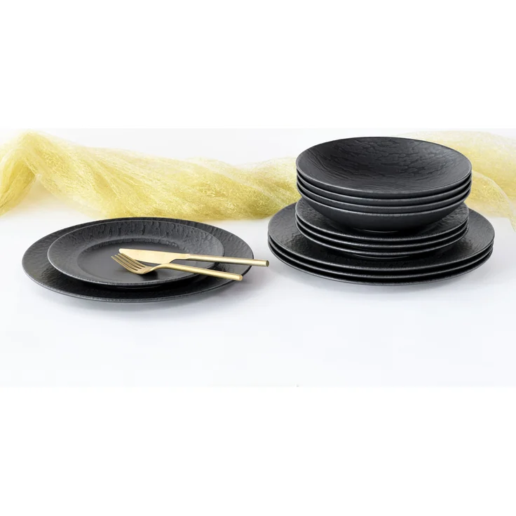 Schiefer Schwarz, Tellerset 12-tlg (mo) – Bild 4