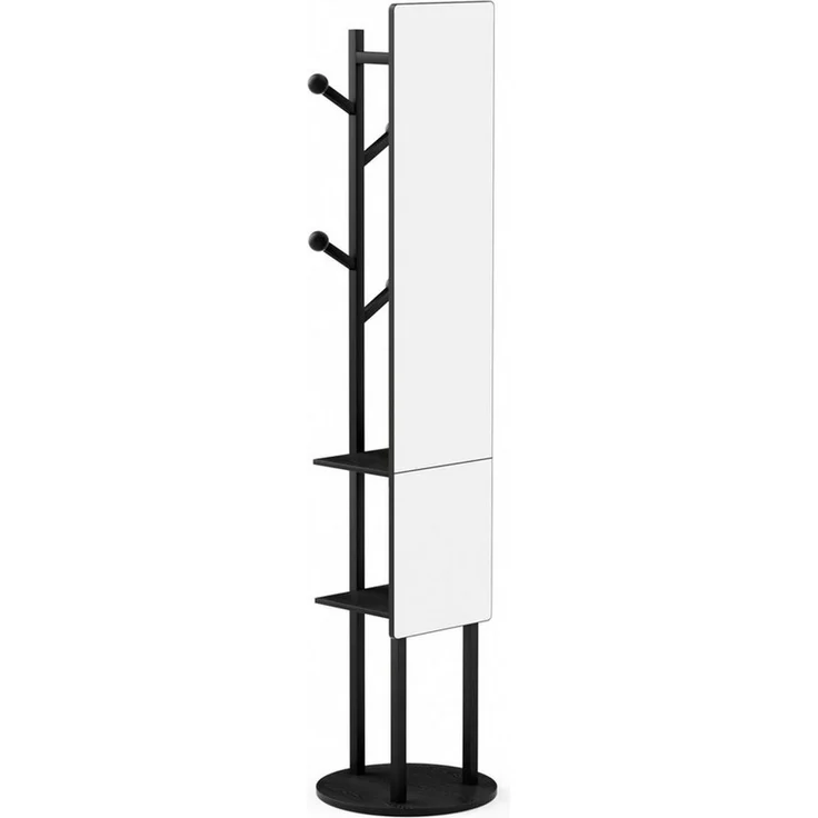 Yorbay Garderobenständer 360° drehbarer mit Ganzkörperspiegel & Haken, multifunktionaler Kleiderständer, 174x40cm – Bild 2