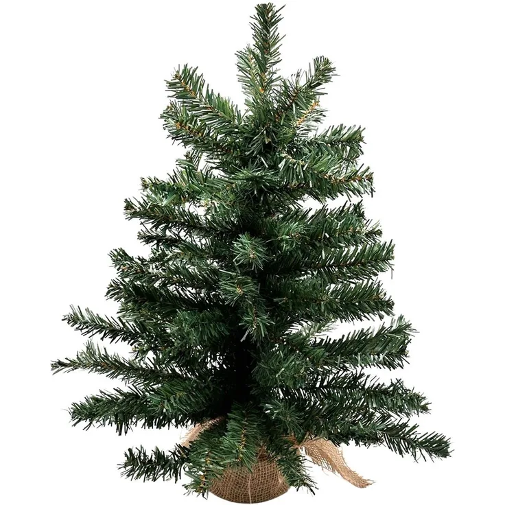 Bambelaa! Künstlicher Weihnachtsbaum 55 cm Grün Weihnachtsdeko mit flexiblem Design und Betonsockel im Jutesack für Büro und Zuhause (ca. 80 Äste)