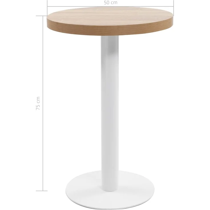 Bistrotisch FLORI rund Hellbraun/Weiß 50 cm MDF | Esstisch kleiner Tisch Cafe Gartentisch Balkontisch Outdoortisch – Bild 5