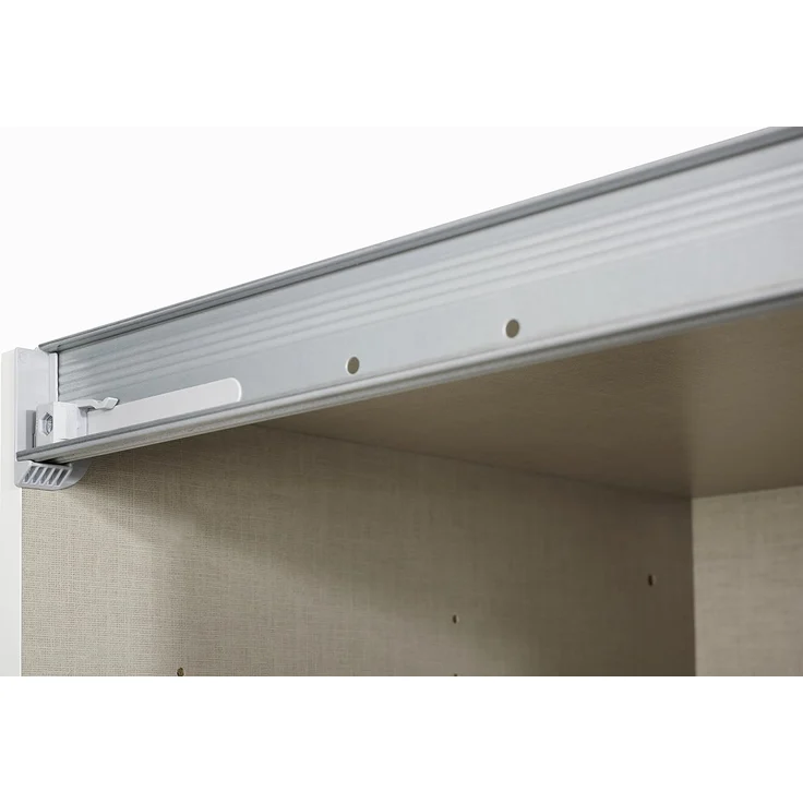 Rauch Möbel Quadra Kleiderschrank, Schwebetürenschrank, 2-türig, inkl. Zubehörpaket Basic 3 Einlegeböden 3 Kleiderstangen, Farbe Alpinweiß/Grau metallic, BxHxT 270 x 210 x 62 cm – Bild 5