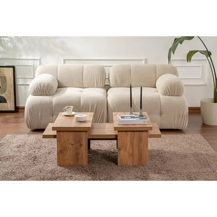 Moderner rustikaler Couchtisch, Atlantic Pine, 110 x 45 x 18 | aus 100% melaminbeschichteter Spanplatte, Stärke: 18 mm | perfekt für Homeoffice & Arbeitszimmer, elegantes & funktionales Design – Bild 4