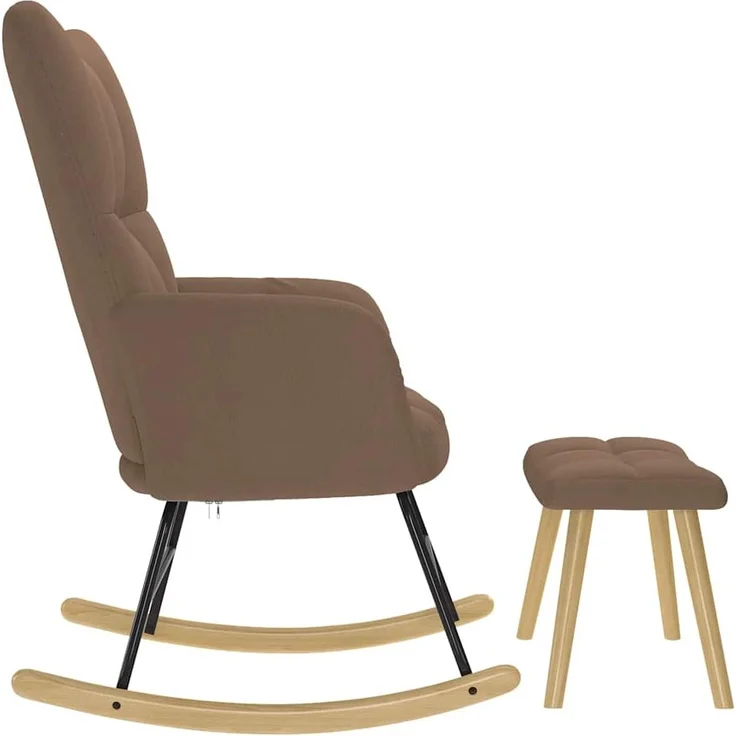 vidaXL Schaukelstuhl mit Fußhocker Braun Stoff 4016804 – Bild 5