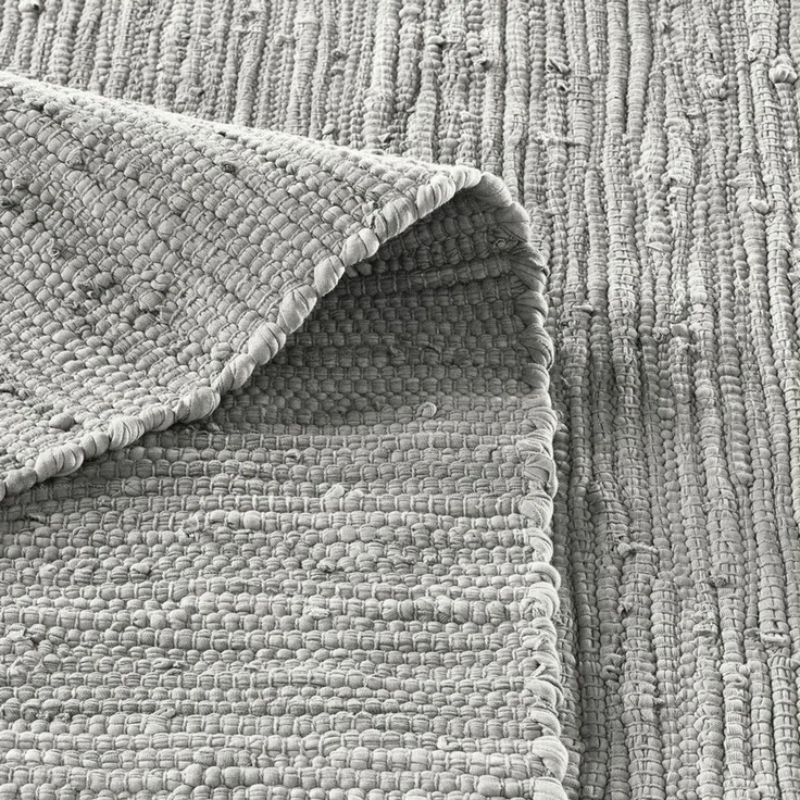 TaraCarpet Teppich Flickenteppich TaraCarpet Sylt mit Fransen, rechteckig, Höhe: 5 mm, Wohnzimmer Schlafzimmer Küchenteppich grau 070x140 – Bild 3