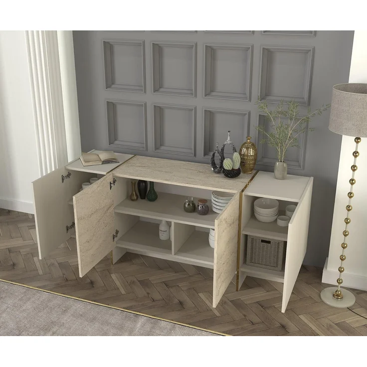 moebel17 Sideboard Veyron in Beige mit Granit Optik, mit Granit Optik – Bild 5