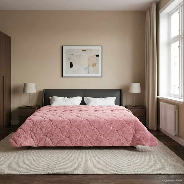 vidaXL Winterbettdecke Rosa 220 x 240 cm Mikrofaser und Teddy-Fleece 42026346 – Bild 4