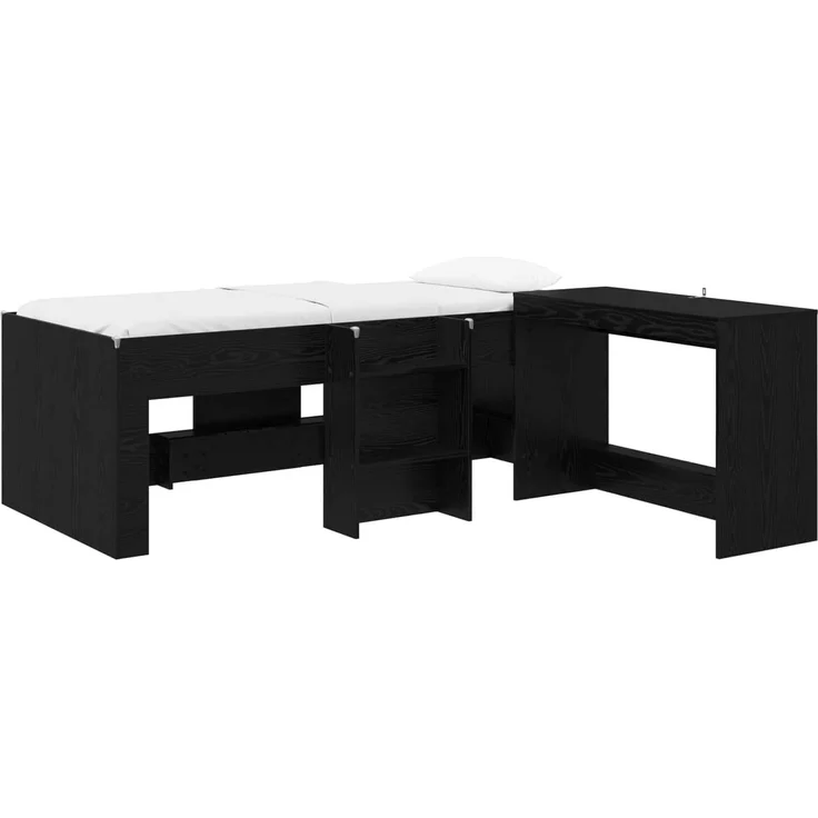 vidaXL Hochbett mit Schreibtisch für Kinder Schwarz Eichen-Optik 3423471 – Bild 2