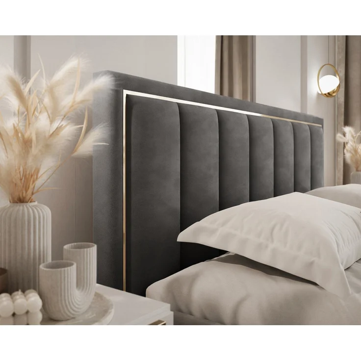 Lookway Polsterbett AURELIA mit Bettkasten und Metallgestell 160x200 – Jasmine 96, ohne Matratze – Bild 2