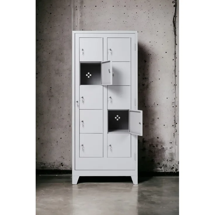 Wäscheverteilerschrank 10 türig Lichtgrau