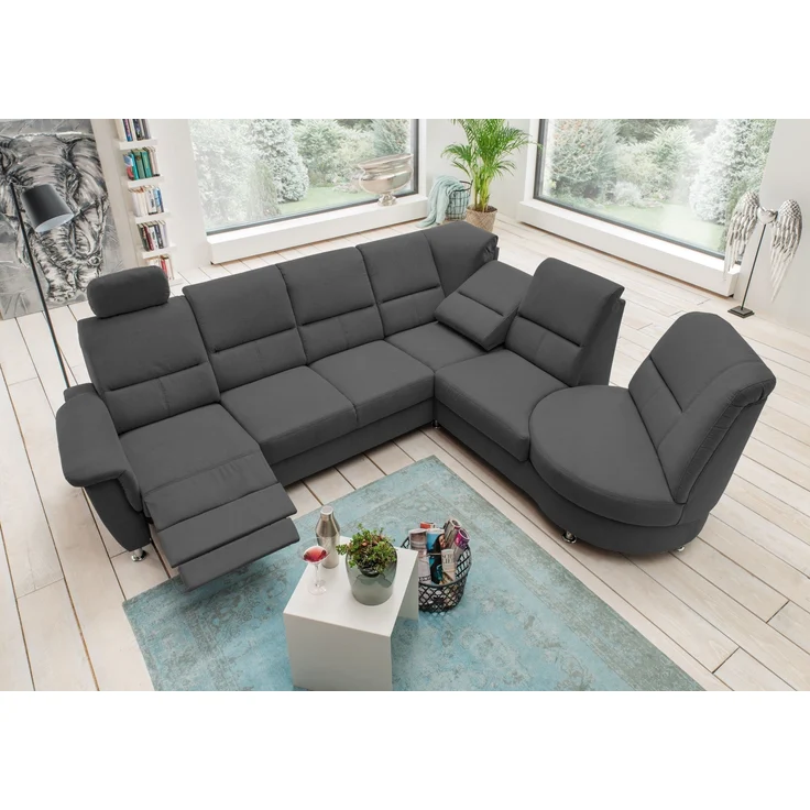 Ecksofa >Ludwigshafen< in 1217 Toro schwarz, Mikrofaser - 236x113x275cm (BxHxT) – Bild 8
