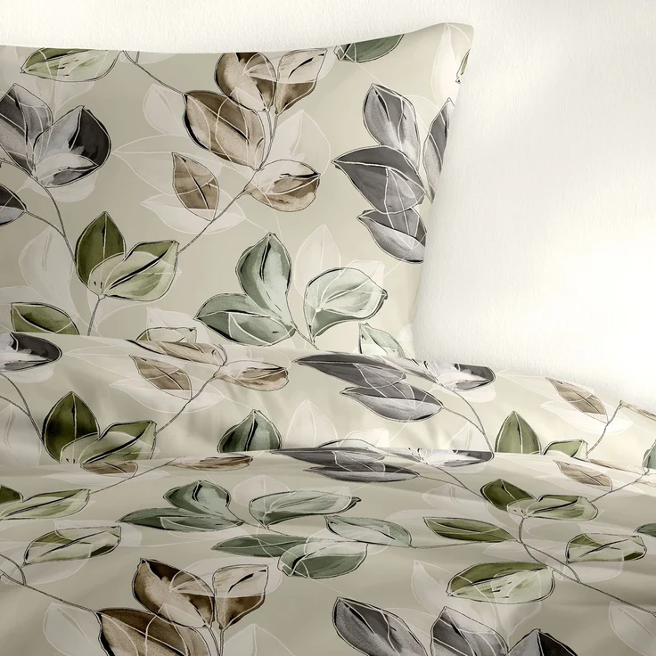 Bierbaum Biber Bettwäsche 135x200 Blätter natur grün beige 4136-80 – Bild 5