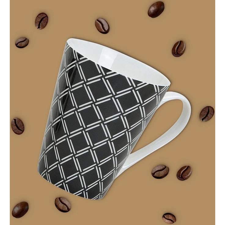 matches21 HOME & HOBBY Tasse Kaffeetassen 4er Set Retro Muster geflochten gestreift, 4-tlg, Keramik, Tee Kaffee-Becher, modern, schwarz weiss, 250 ml – Bild 4