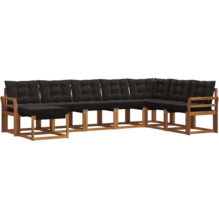 vidaXL Outdoor-Sofagarnitur 8 stk. 8-Sitzer Natur und Schwarz 3368955 – Bild 2