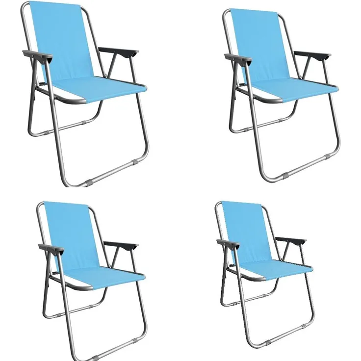Campingstuhl Anglersessel Gartenstuhl Sessel mit Armlehne hellblau 4er Set