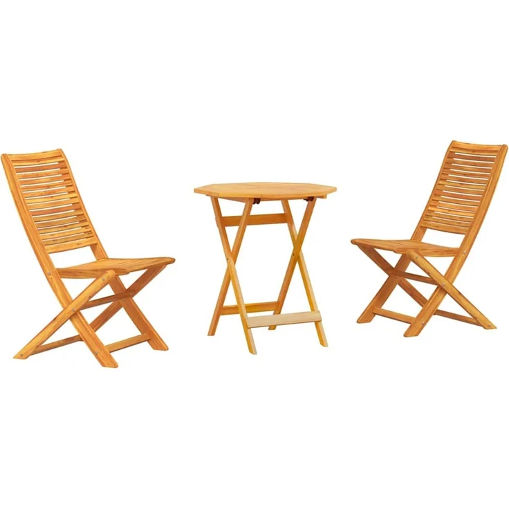 vidaXL Klapp Bistro Set 3 stk. Braun Massivholz Akazie 3375698 – Bild 2