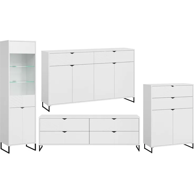 Wohnzimmer-Set Caseres Wohnwand Farbe und Setgröße weiß