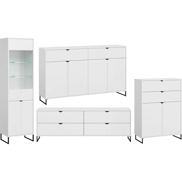 Wohnzimmer-Set Caseres Wohnwand Farbe und Setgröße weiß