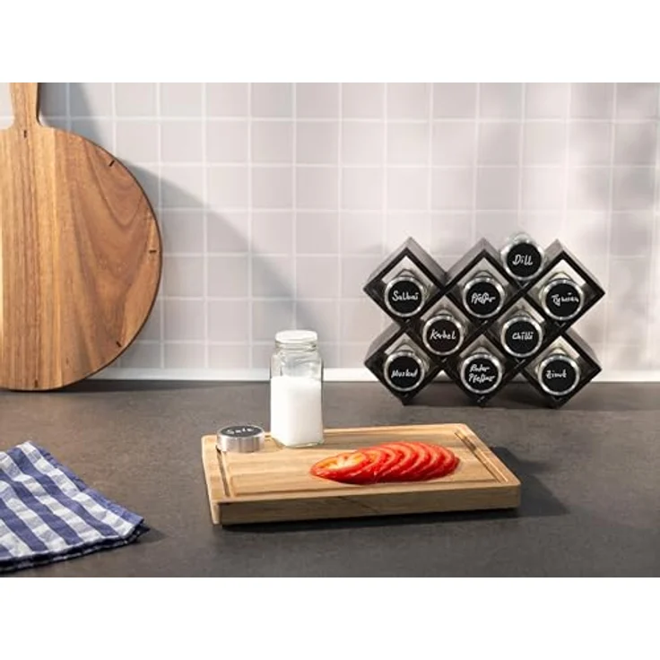 Hanseküche Gewürzregal Gewürzregal aus Holz – FSC®-zertifiziert, Komplettset inkl. Gläser und Streuaufsatz 1-tlg, Komplettset aus nachhaltigem und zertifiziertem Bambusholz – Bild 3