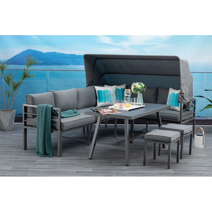 Mandalika 'Sheffield' Dining-Ecklounge 3-in-1, mit Sonnendach, grau/anthrazit – Bild 1
